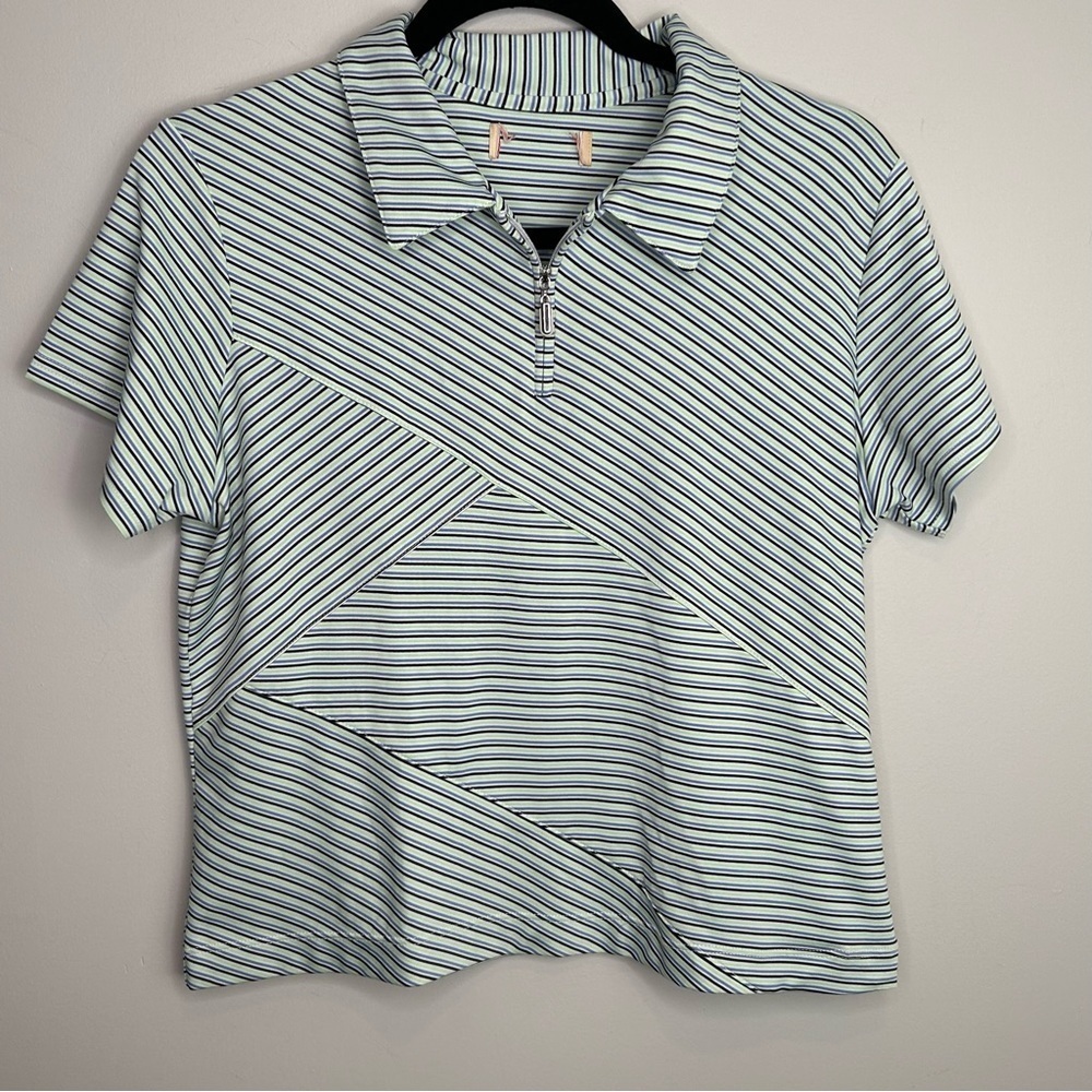 Y2K striped shirt sleeve womens‎ blouse size medium